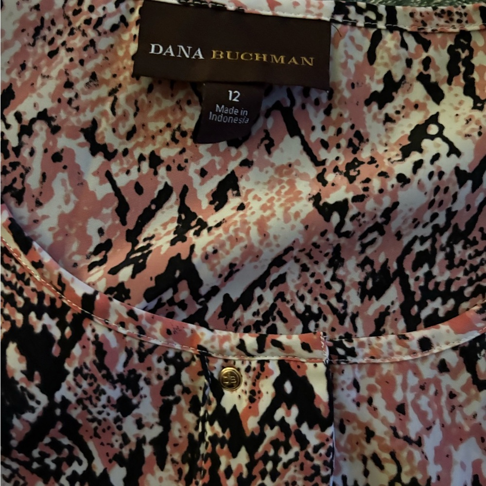 Dana Buchman Abstract Pink and Black Top